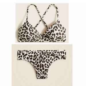 NWT J. Crew french bikini top in leopard, size L